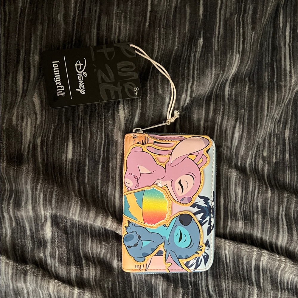 Disney Lilo & Stitch Pastel Pink and Teal Zip Wallet